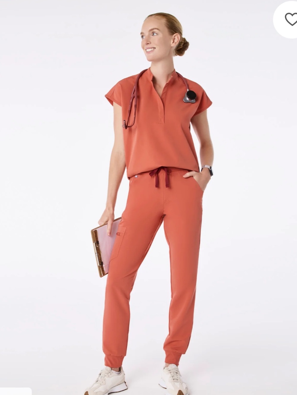 Figs Women's spiced cider Zamora Jogger and Rafaela Top Scrub Set large